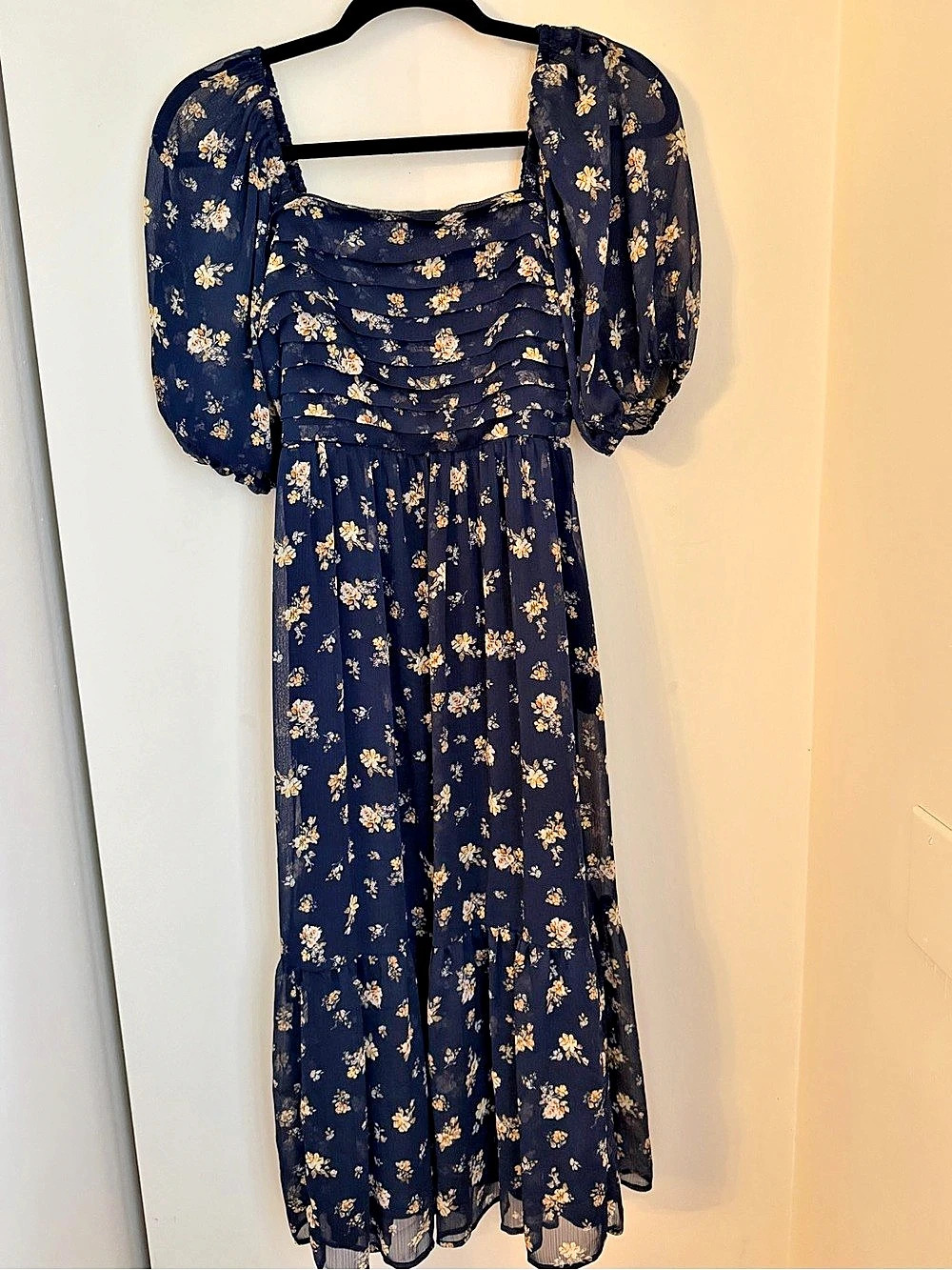 Lauren Conrad Floral Midi Dress in Blue Size XS Like New